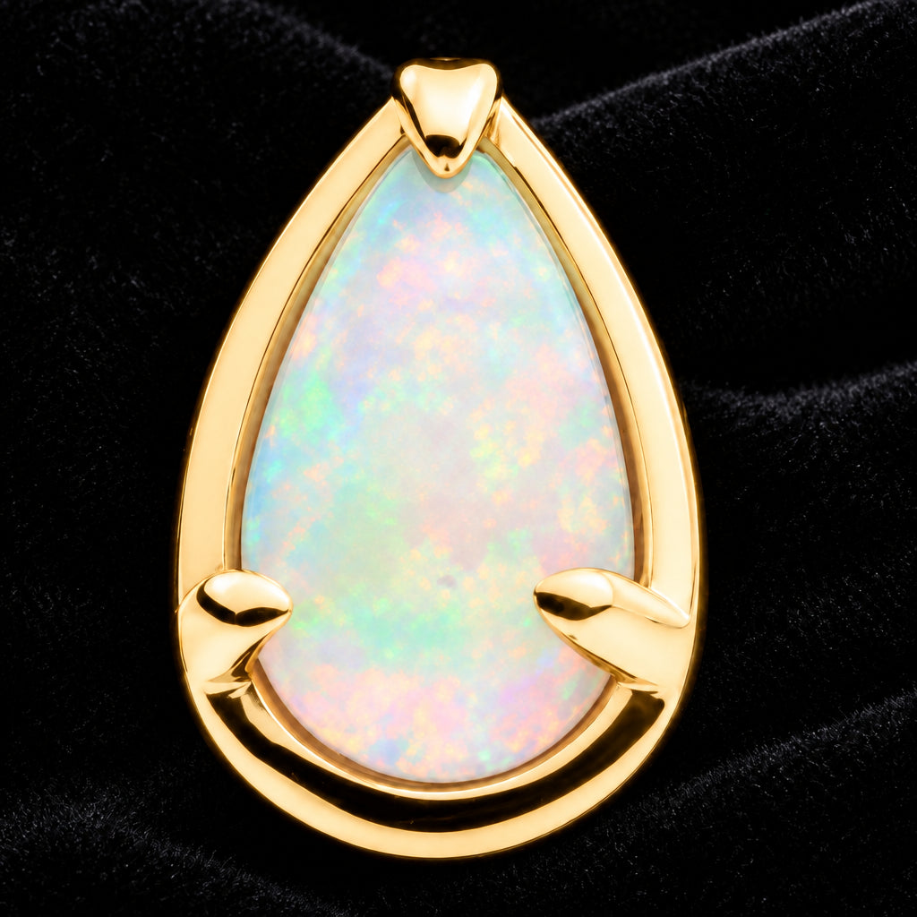 14kt Yellow Gold Teardrop ft. White Opal- Invictus