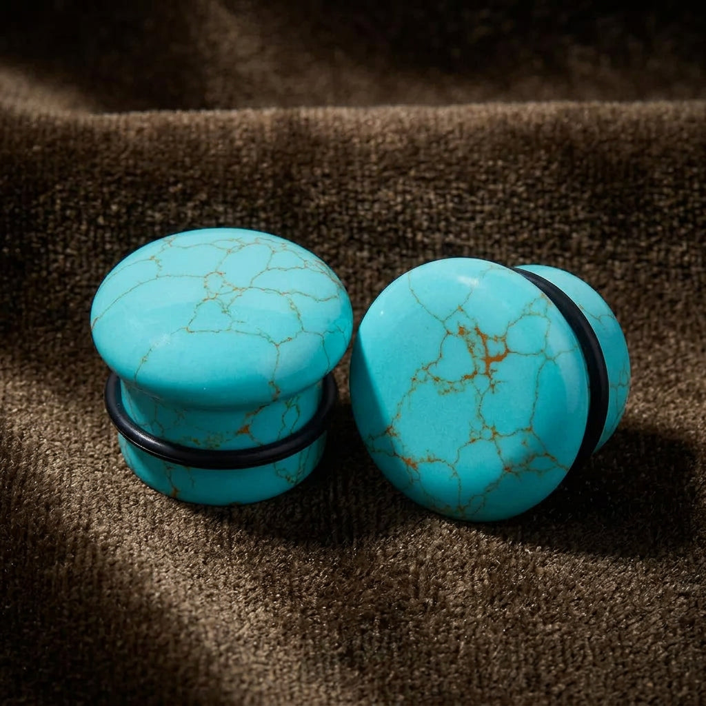 Synthetic Turquoise Single Flared Plugs- Safe Products Jewelry Co.