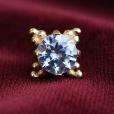 18KT Gold Zia End With Faceted Gemstone