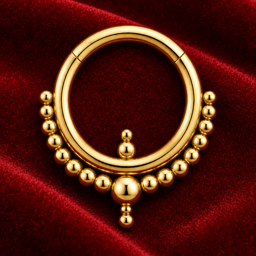 18kt Yellow Gold Beaded Clicker