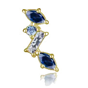 18kt Yellow Gold Assorted Cut CZ and Sapphire Stack