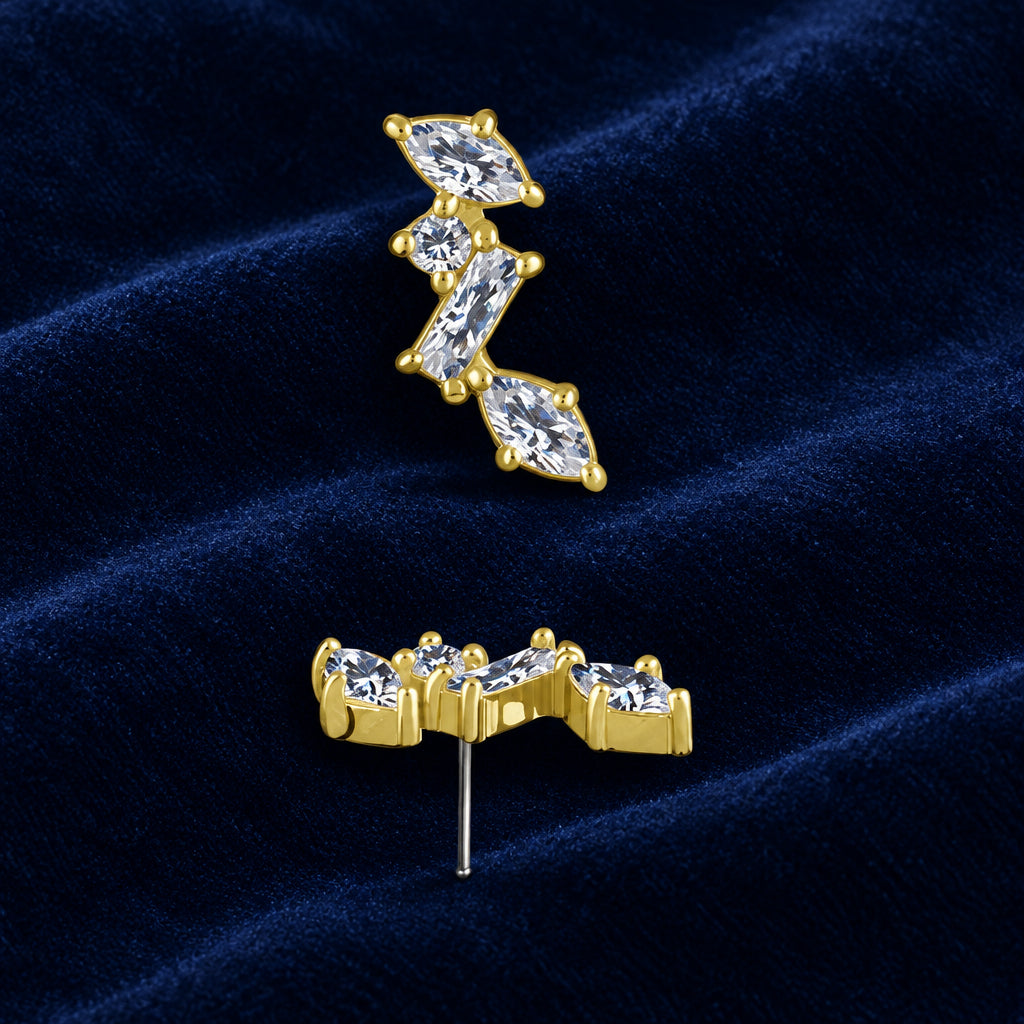 18kt Yellow Gold Assorted Cut CZ Stack