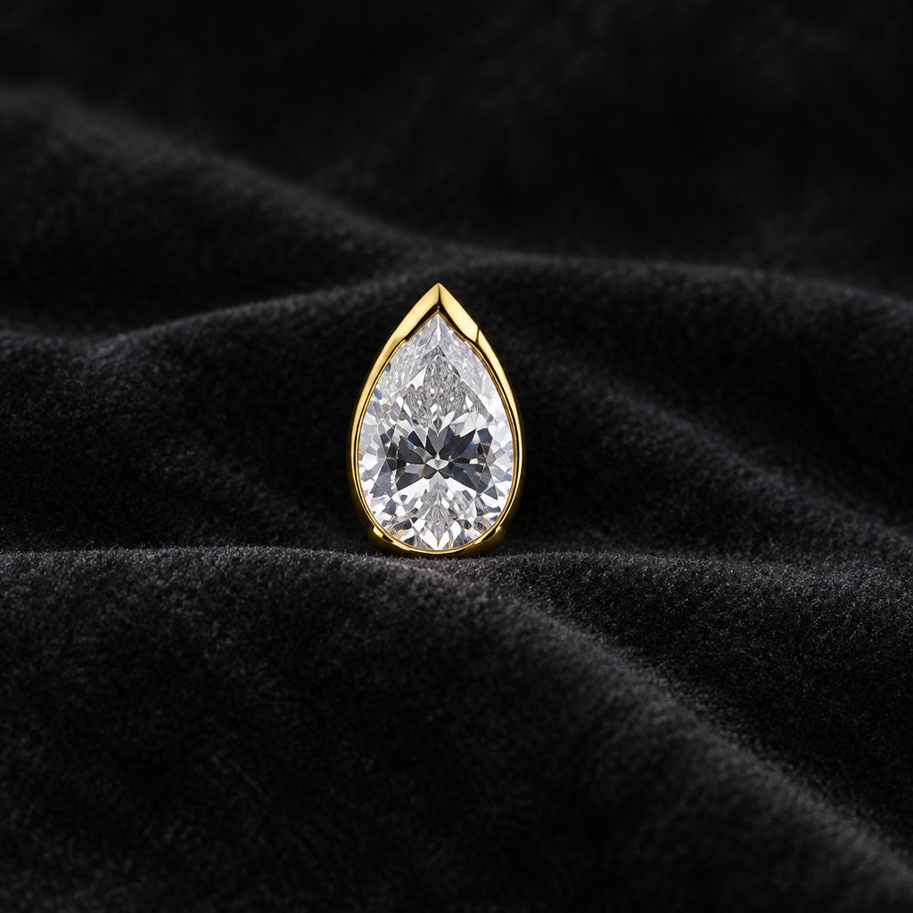 18kt Yellow Gold Bezel Set Pear Cut CZ