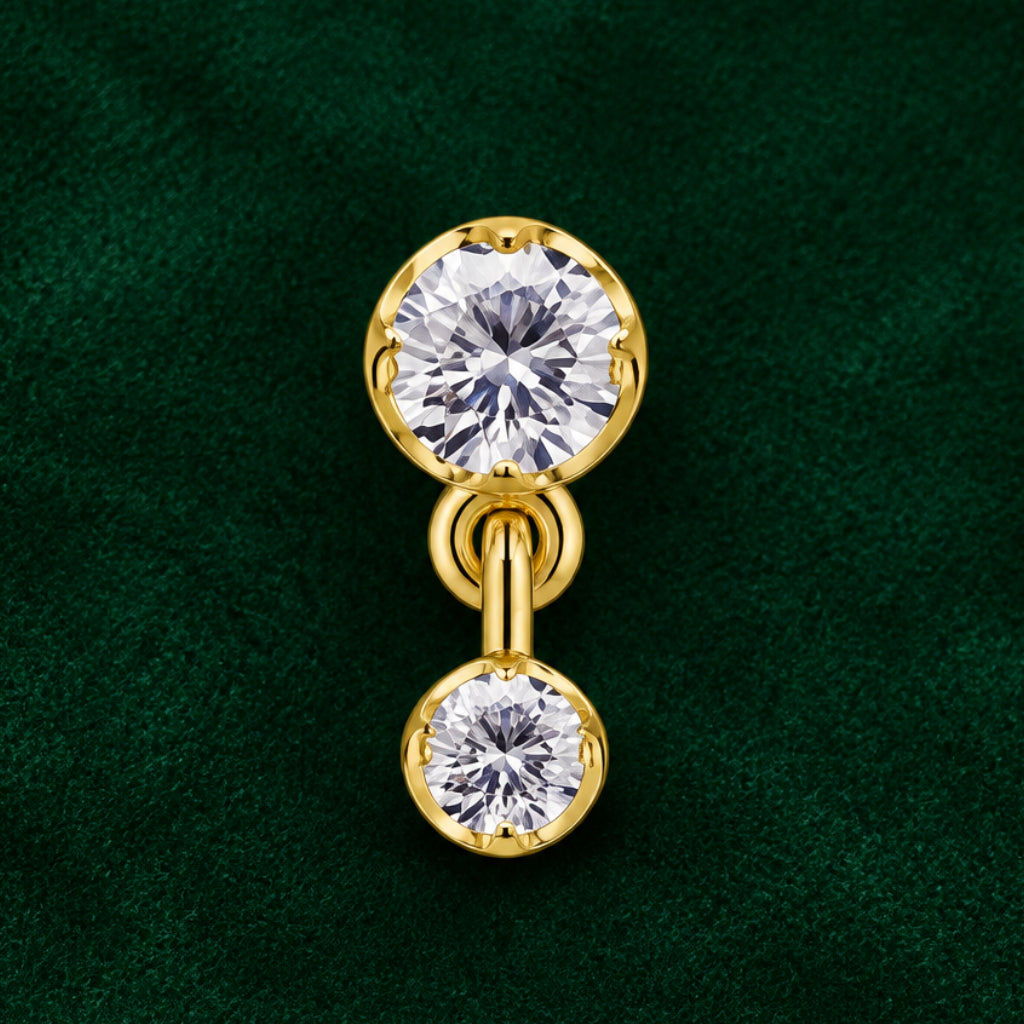 18kt Yellow Gold Prong Set CZ with Dangle Charm