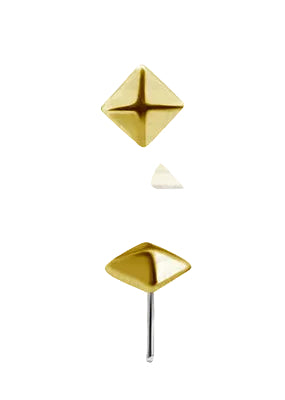 18kt Yellow Gold Pyramid Stud