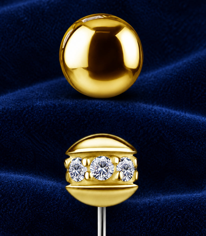 18kt Yellow Gold CZ "Orbit" Ball