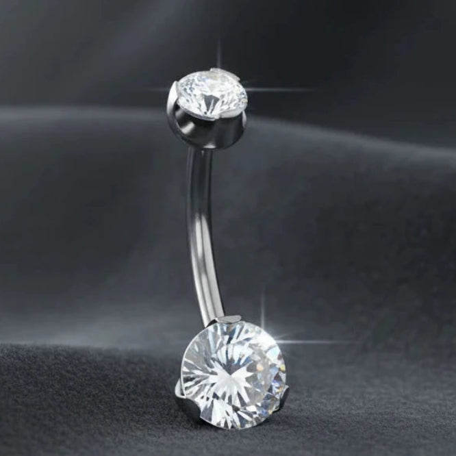 Prong Gem Navel Curve- Titanium