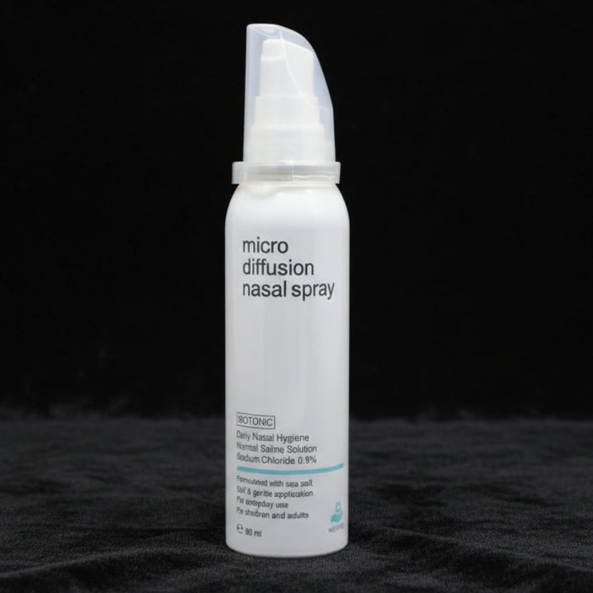 Micro diffusion nasal spray bottle on a white background