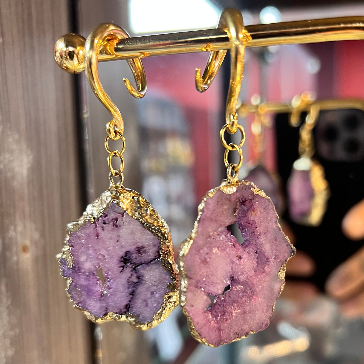 Amethyst Druzy Ear Hangers