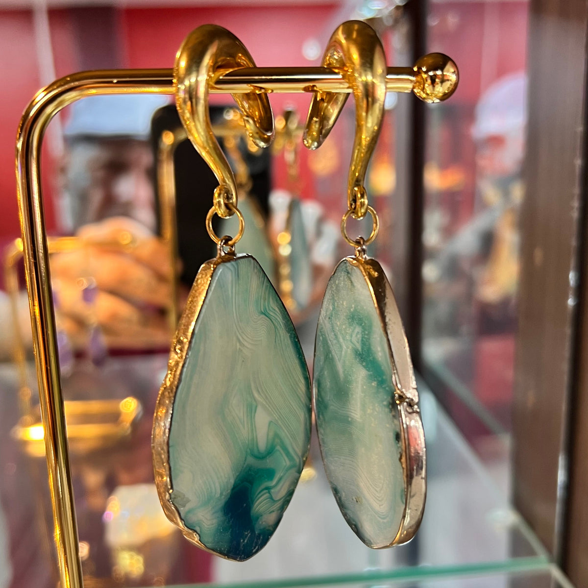 Moss Agate Ear Hangers