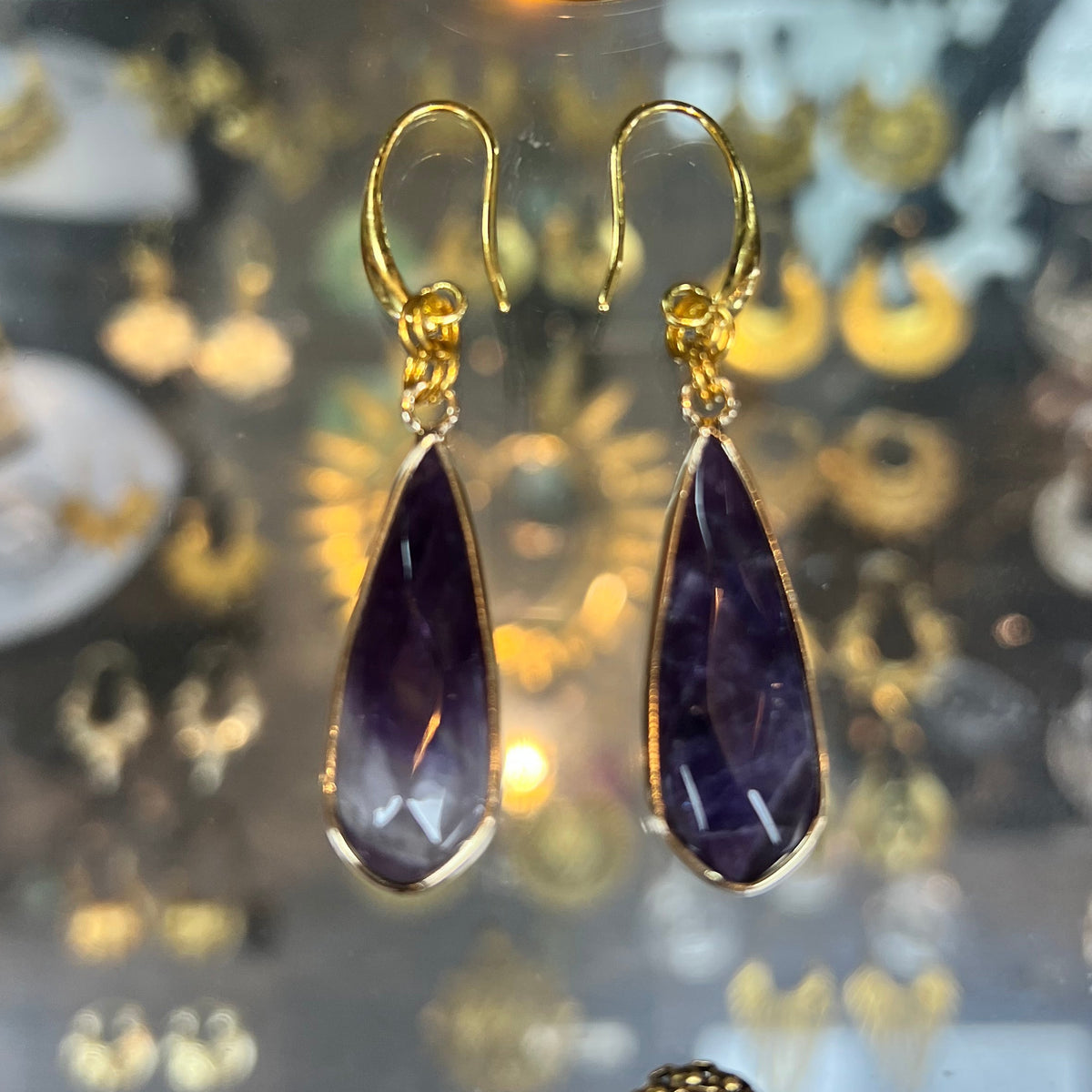 Faceted Amethyst Drop Earrings
