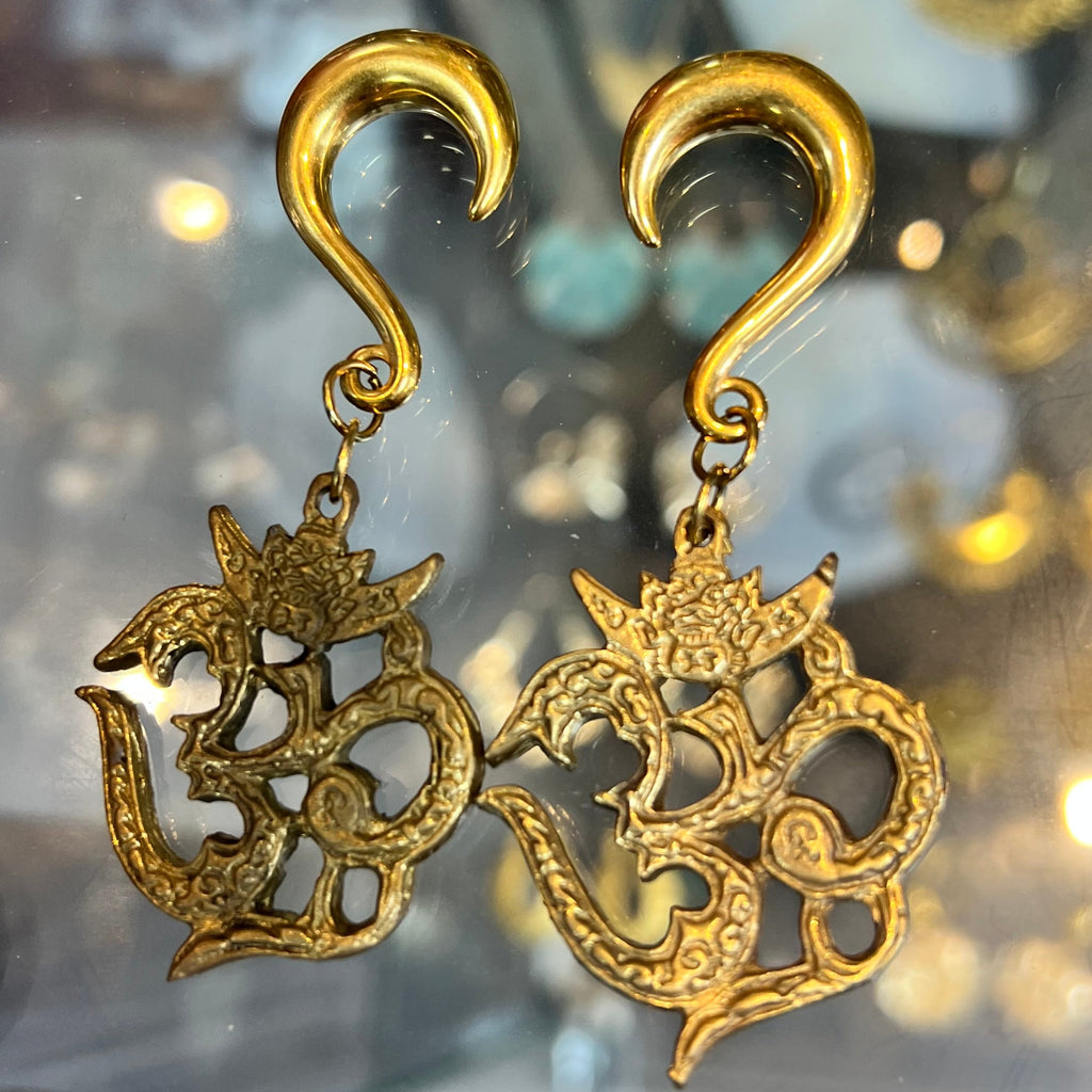 Ornate Sacred Om Ear Hangers