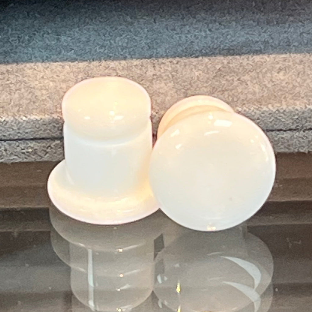 White Jade Single Flared Plugs- Safe Products Jewelry Co.