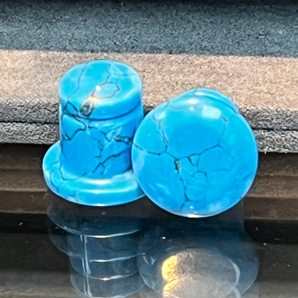 Synthetic Turquoise Single Flared Plugs- Safe Products Jewelry Co.