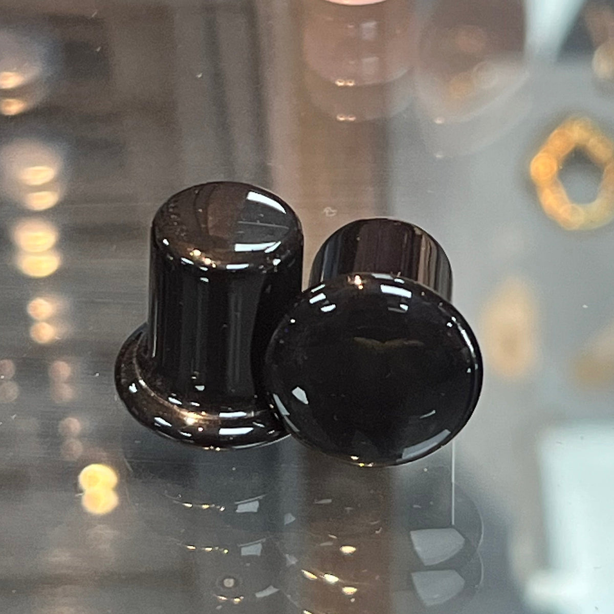 Black Onyx Single Flared Plugs- Evolve Body Jewelry