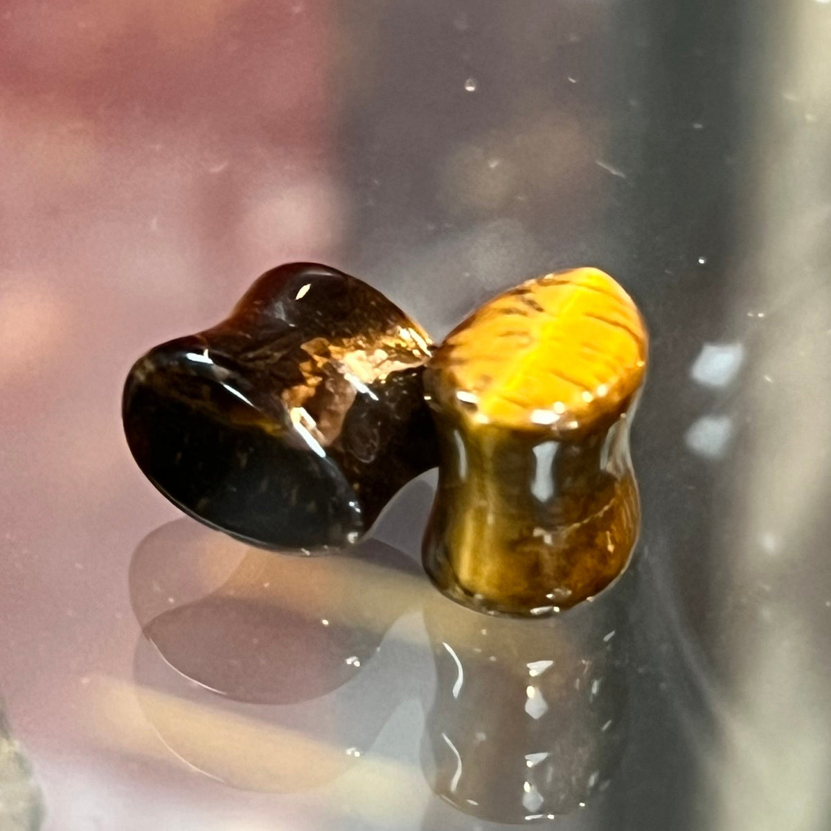 Tiger's Eye Teardrop Double Flared Plugs