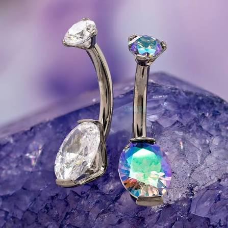 Titanium Prong Gem Navel Curve- Industrial Strength