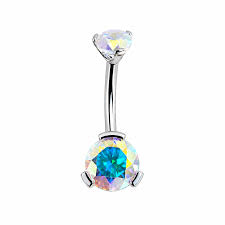 Prong Gem Steel Navel Curve- Industrial Strength