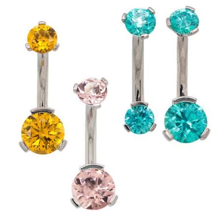 Prong Gem Steel Navel Curve- Industrial Strength