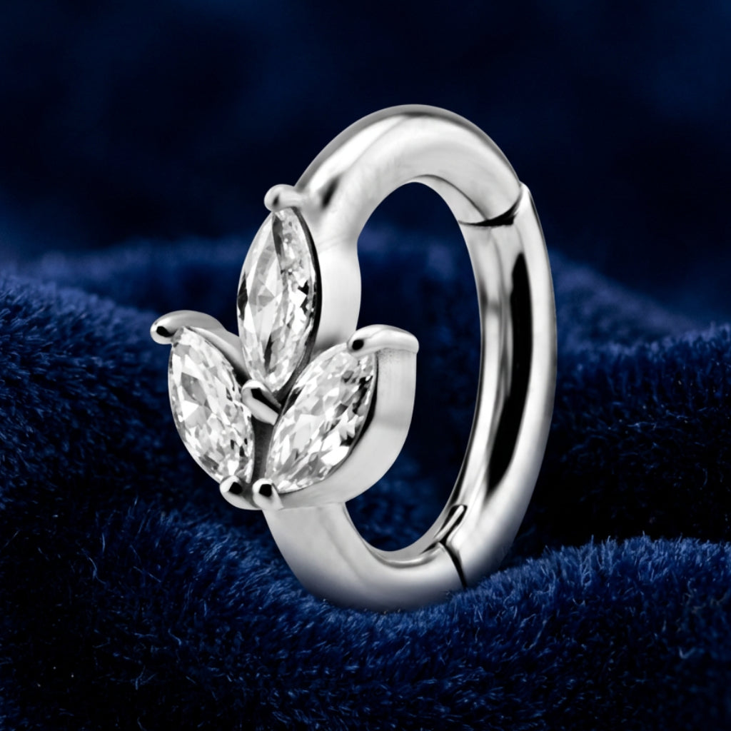 Titanium Oval Clicker with CZ Fan
