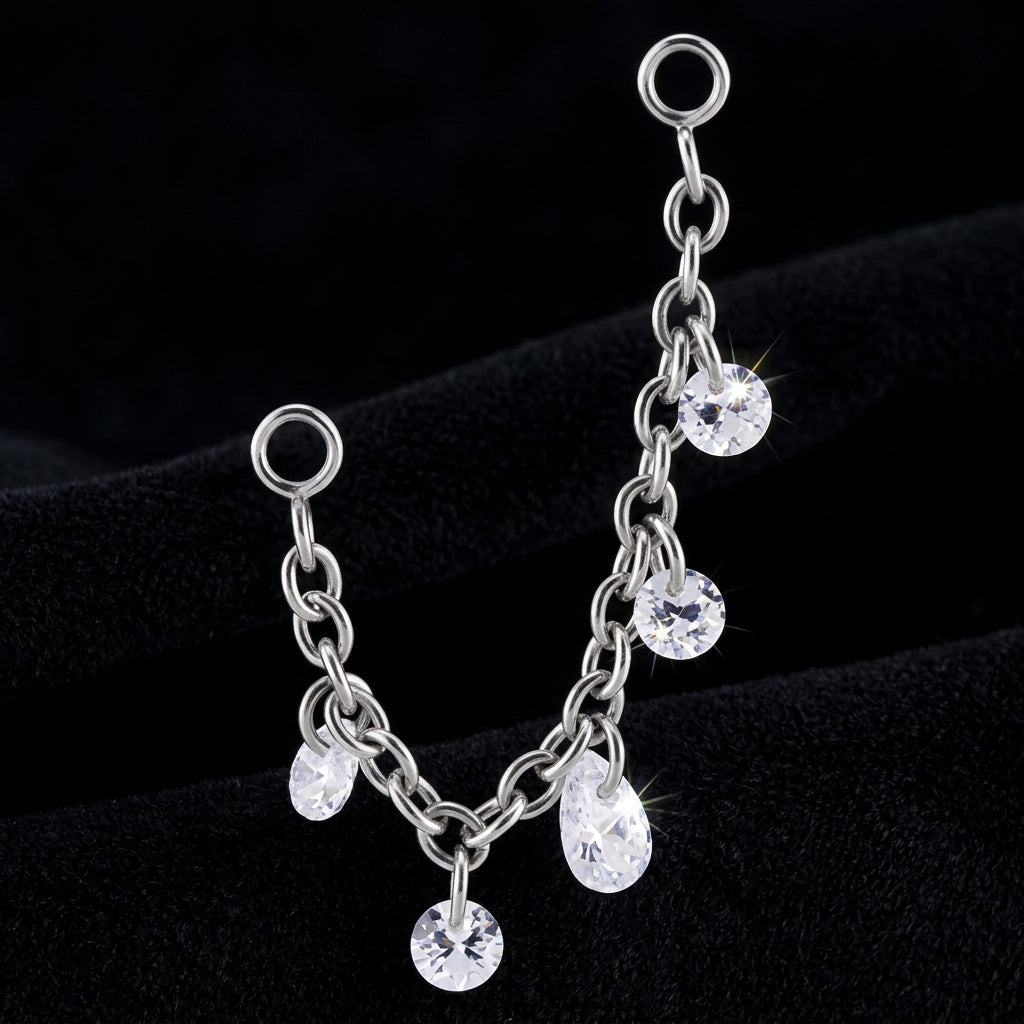 Titanium Connector Chain with Cut CZ Gems
