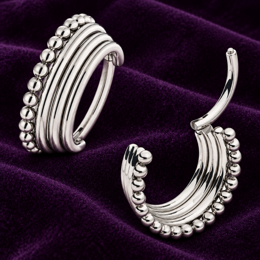Titanium Quadruple Stacked Clicker with Clustered Beads- Invictus