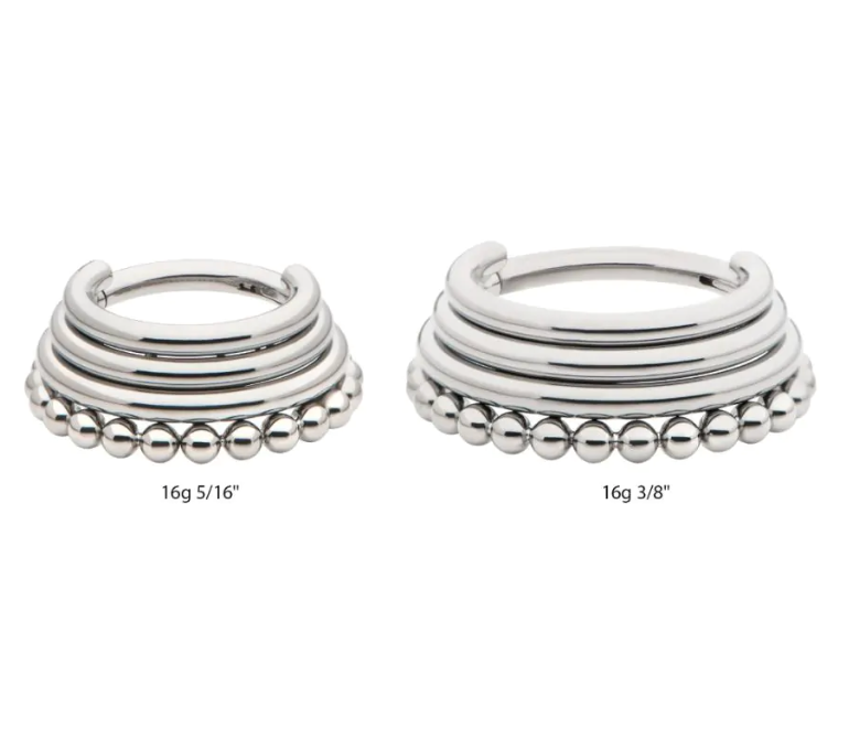 Titanium Quadruple Stacked Clicker with Clustered Beads- Invictus