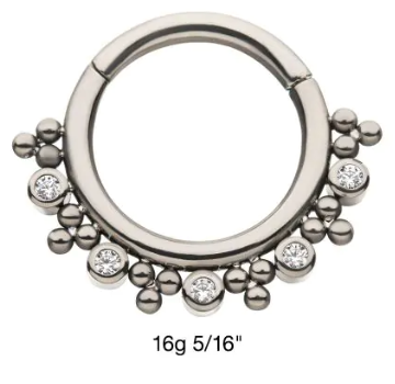 Titanium Alternating Bezel CZ & Trio Beads Clicker- Invictus