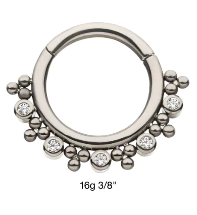 Titanium Alternating Bezel CZ & Trio Beads Clicker- Invictus