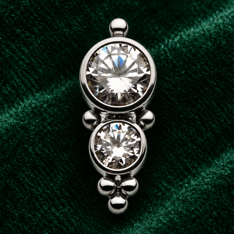 Titanium 2-Bezel Set Synthetic Opal/Swarovski Zirconia & Beads Top IT-