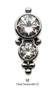 Titanium 2-Bezel Set Synthetic Opal/Swarovski Zirconia & Beads Top IT-