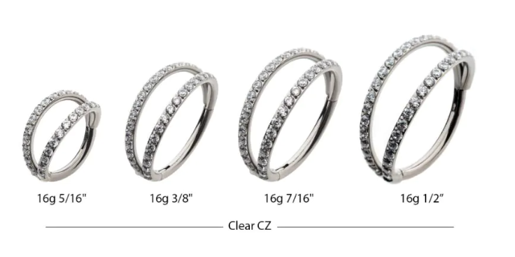 Titanium Double Hoop Clicker with 1mm Eternity Gems- Invictus