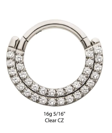 Titanium Double Row Clear CZ Clicker- Invictus
