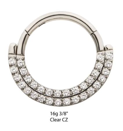 Titanium Double Row Clear CZ Clicker- Invictus