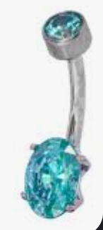 Steel Navel Curve with Oval Gem