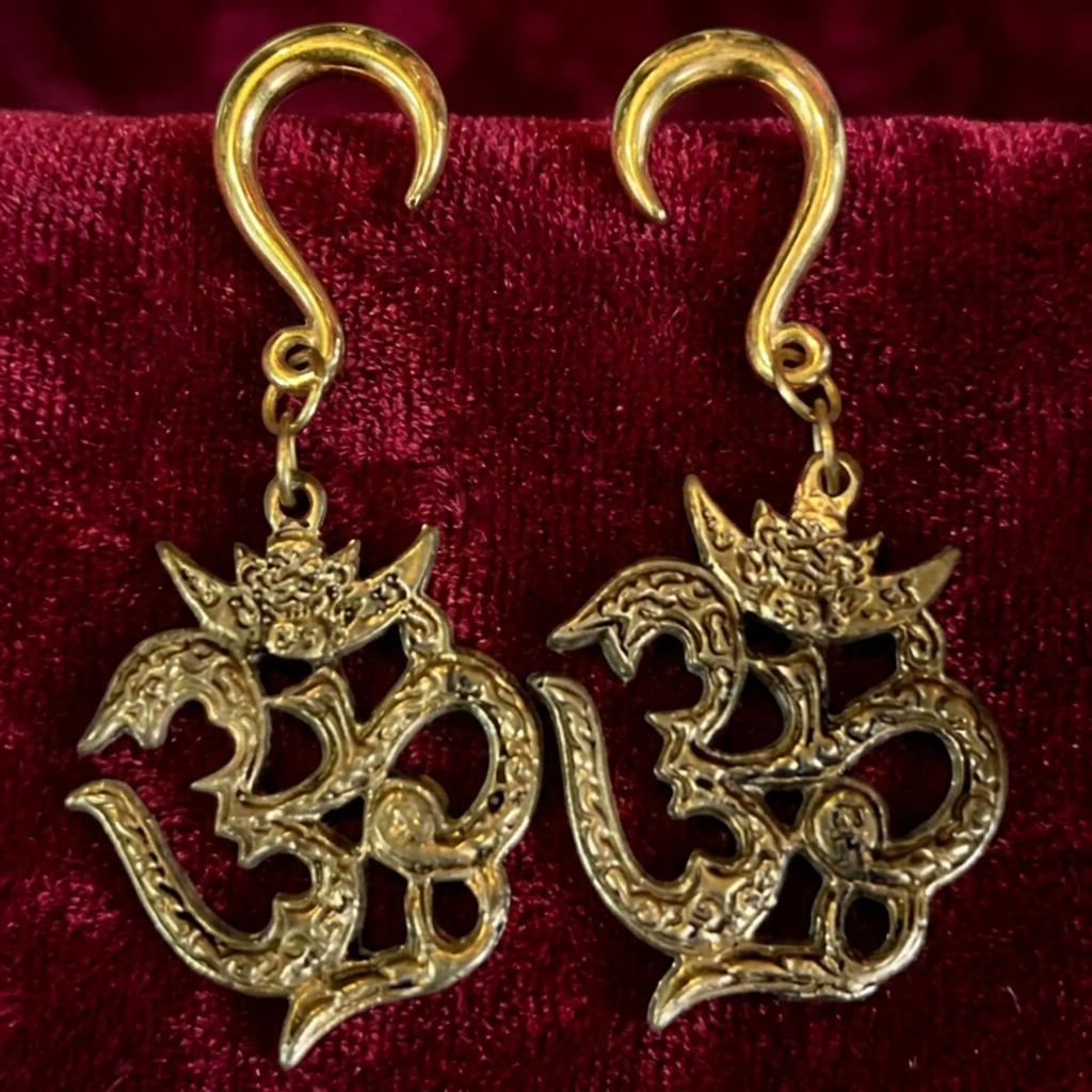 Ornate Sacred Om Ear Hangers