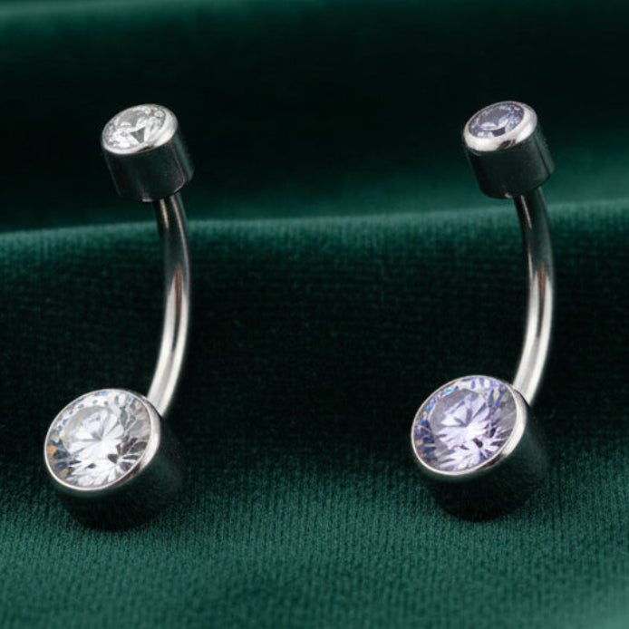 Steel Bezel Gem Navel Curve- Internally Threaded