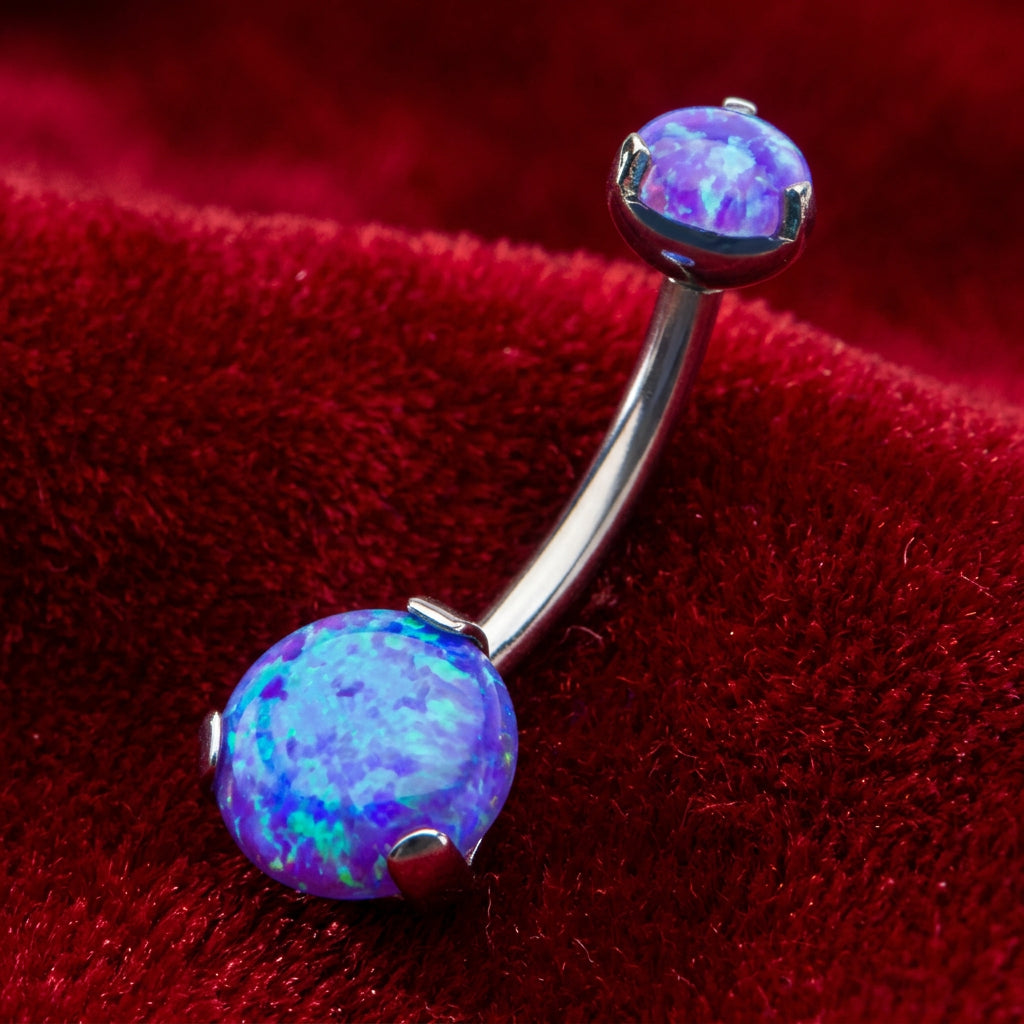Titanium Prong Opal Navel Curve