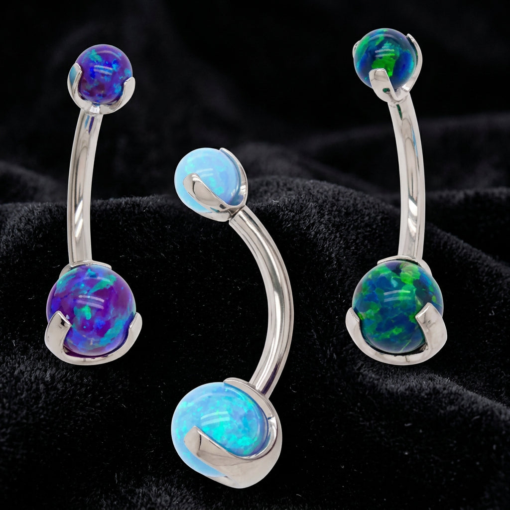 Titanium Prong Opal Navel Curve - Industrial Strength Jewelry Co.