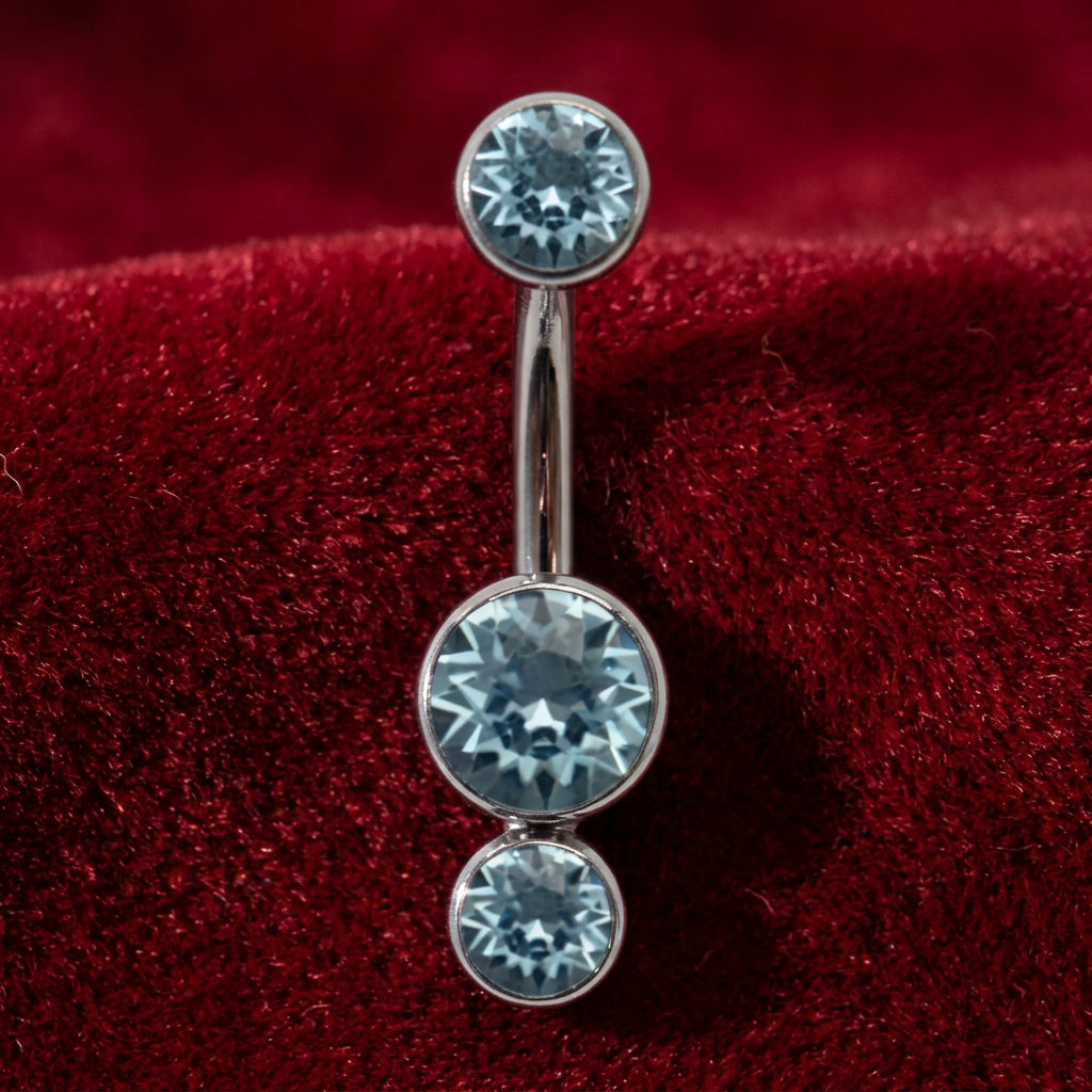 Steel Gemini Bezel Double Gem Navel Curve- Industrial Strength