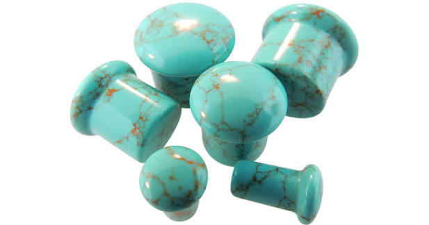 Synthetic Turquoise Single Flared Plugs- Safe Products Jewelry Co.