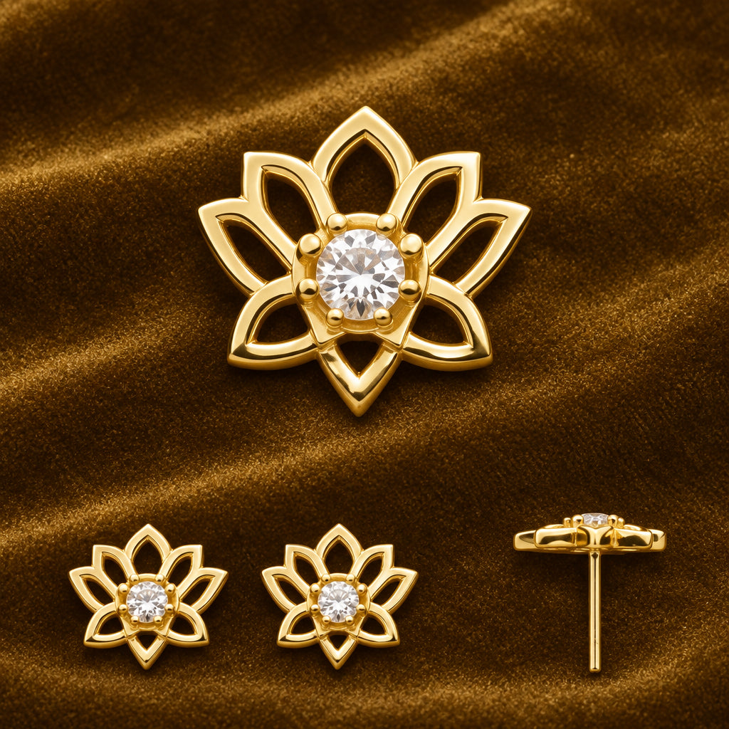 14kt Yellow Gold Lotus ft. White CZ- Invictus