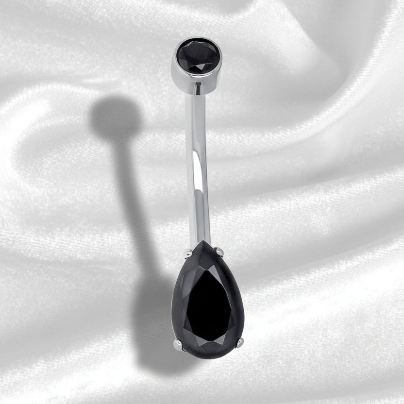 Titanium Prong Pear Cut Navel Curve