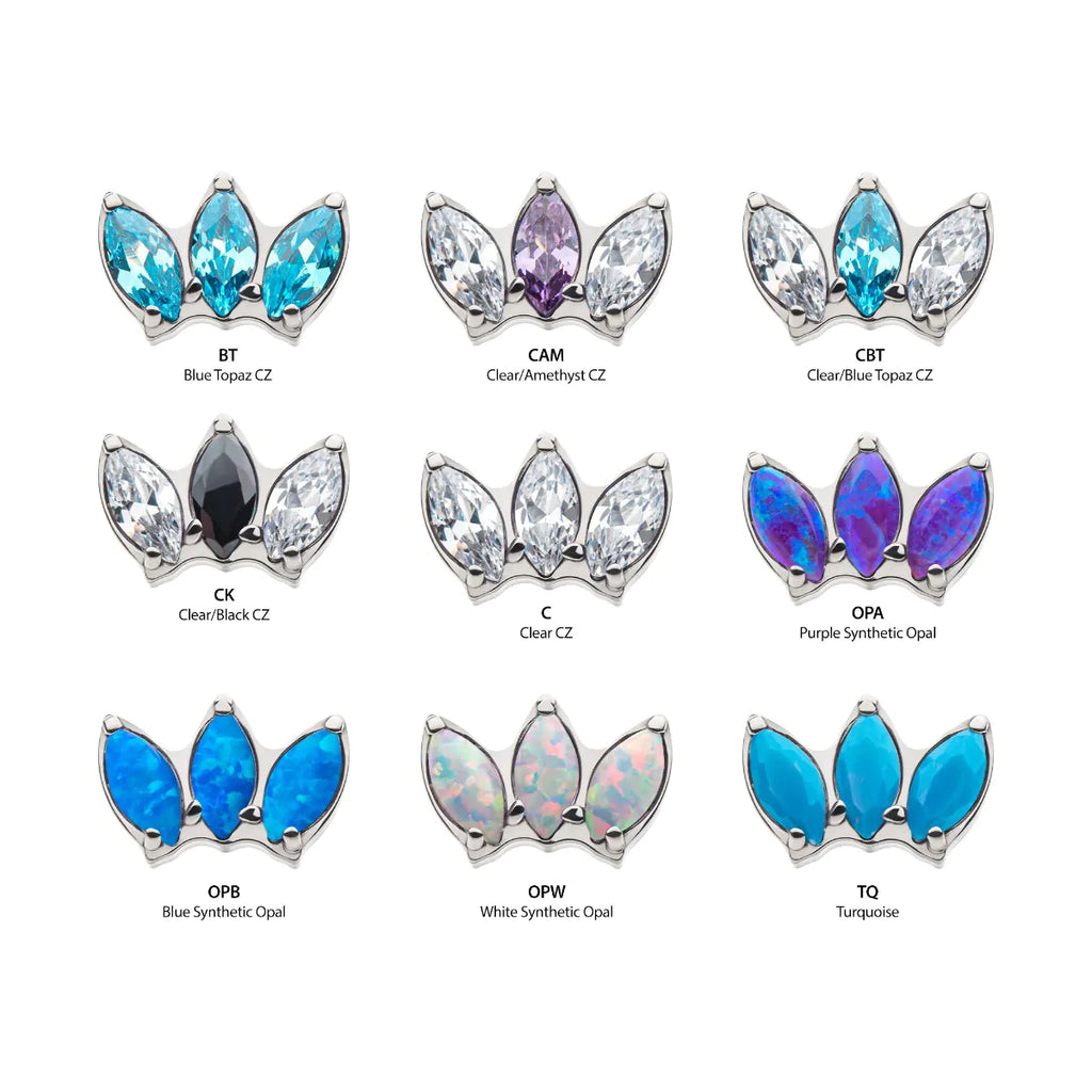 Triple Marquise CZ/Synthetic Opal Cluster Top IT- Invictus